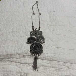 Vintage- Inspired Boho Silver Pendant Necklace